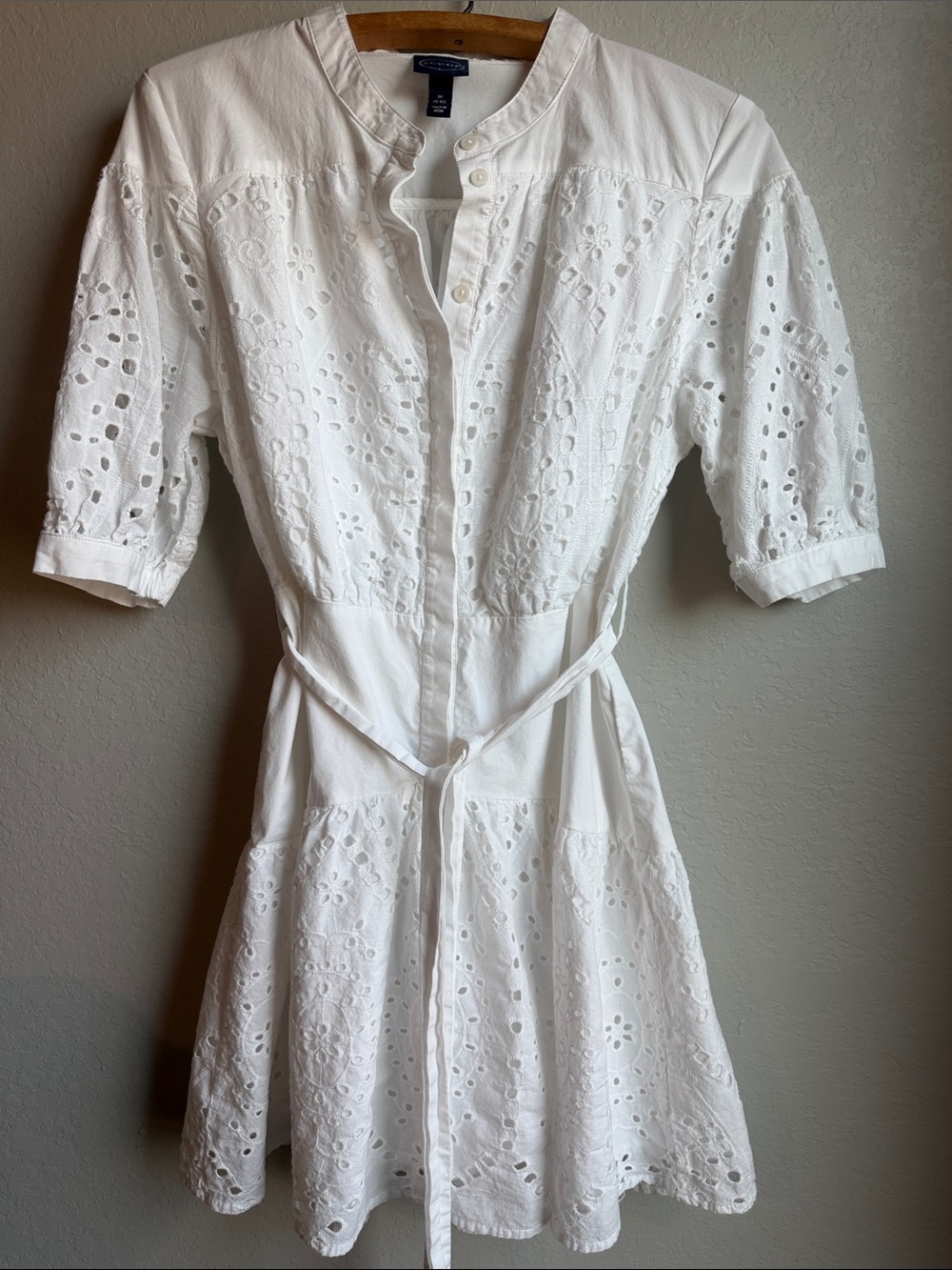 White Eyelet Midi Dress- size M EUC